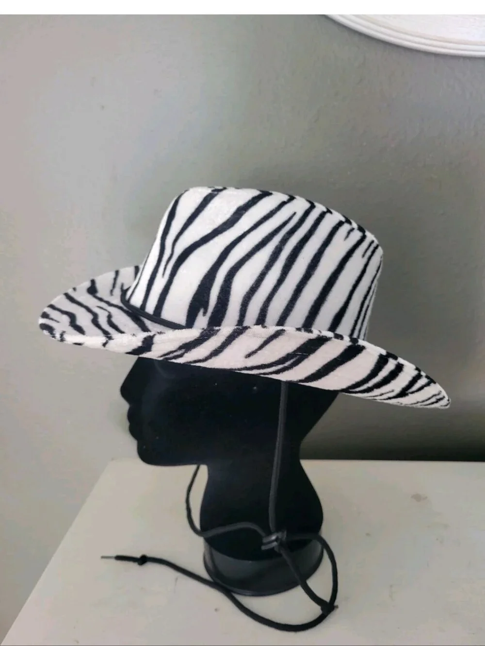 Y2k Zebra Print Western Cowboy Hat Costume Cosplay Womens Black White One Size